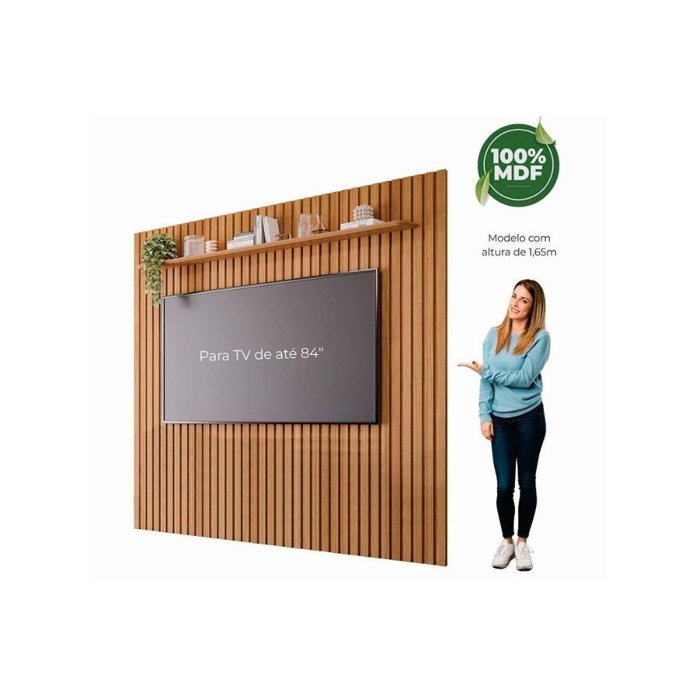 Rack Bancada Com Painel Para Tv Até 75 Pol Maragogi-holanda Ripado 4 Portas 230x220cm Salvia-cinamomo - Permóbili - 4