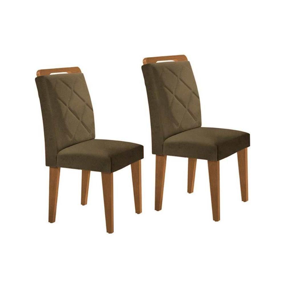 Kit 2 Cadeiras De Cozinha Melissa Madeira Capuccino-suede Capuccino - Rufato - 1