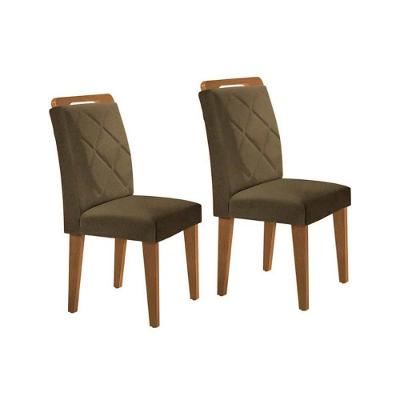 Kit 2 Cadeiras De Cozinha Melissa Madeira Capuccino-suede Capuccino - Rufato