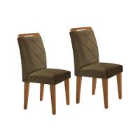 Kit 2 Cadeiras De Cozinha Melissa Madeira Capuccino-suede Capuccino - Rufato - 1