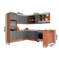 Cozinha Completa Bella 9 Peças (3aéreos+3balcões+1torrequente+1ilha+1complemento) C9p201 Nogal-cinza - Carraro - 2