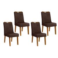 Cadeira Sala De Jantar Stela Kit 4 Un Ipe-suede Moca - Dj Móveis - 1