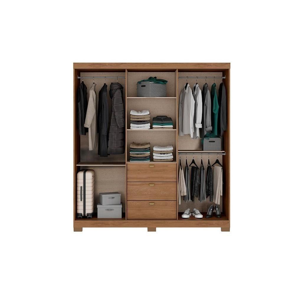 Guarda Roupa Casal 4 Portas E 3 Gavetas C- Espelho Fit 1174 C- Pés Flex Freijo Ou Freijo Off White - 5