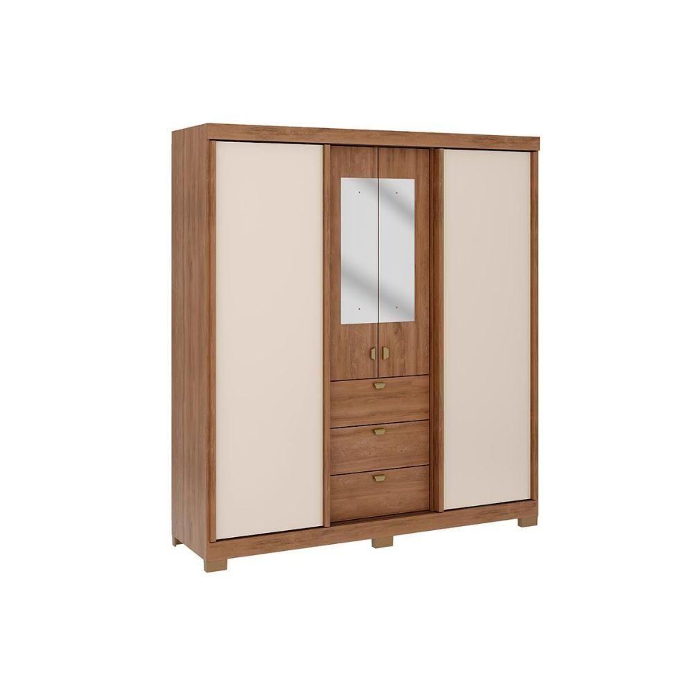 Guarda Roupa Casal 4 Portas E 3 Gavetas C- Espelho Fit 1174 C- Pés Flex Freijo Ou Freijo Off White - 7
