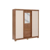 Guarda Roupa Casal 4 Portas E 3 Gavetas C- Espelho Fit 1174 C- Pés Flex Freijo Ou Freijo Off White - 7