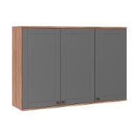 Armário Aéreo Para Cozinha Bella 2601 Com 3 Portas 120cm Nogal-cinza - Carraro - 1