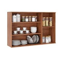 Armário Aéreo Para Cozinha Bella 2601 Com 3 Portas 120cm Nogal-cinza - Carraro - 2