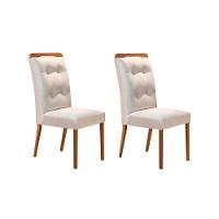 Kit 2 Cadeiras De Cozinha Imperatriz Madeira Capuccino-suede Creme - Rufato - 1