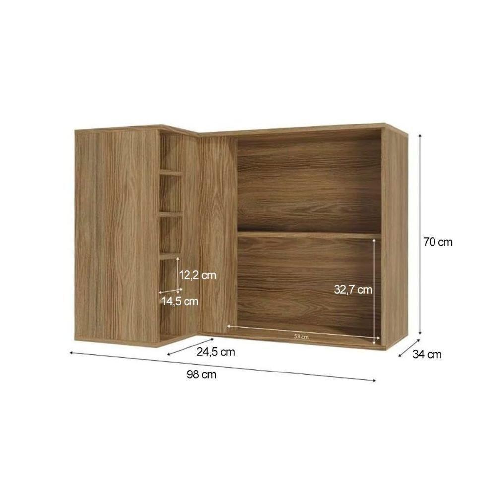 Armário Aéreo Cozinha Modulado Botanic Canto Reto M636 Com 1 Porta 98cm Nogueira - Kappesberg - 3