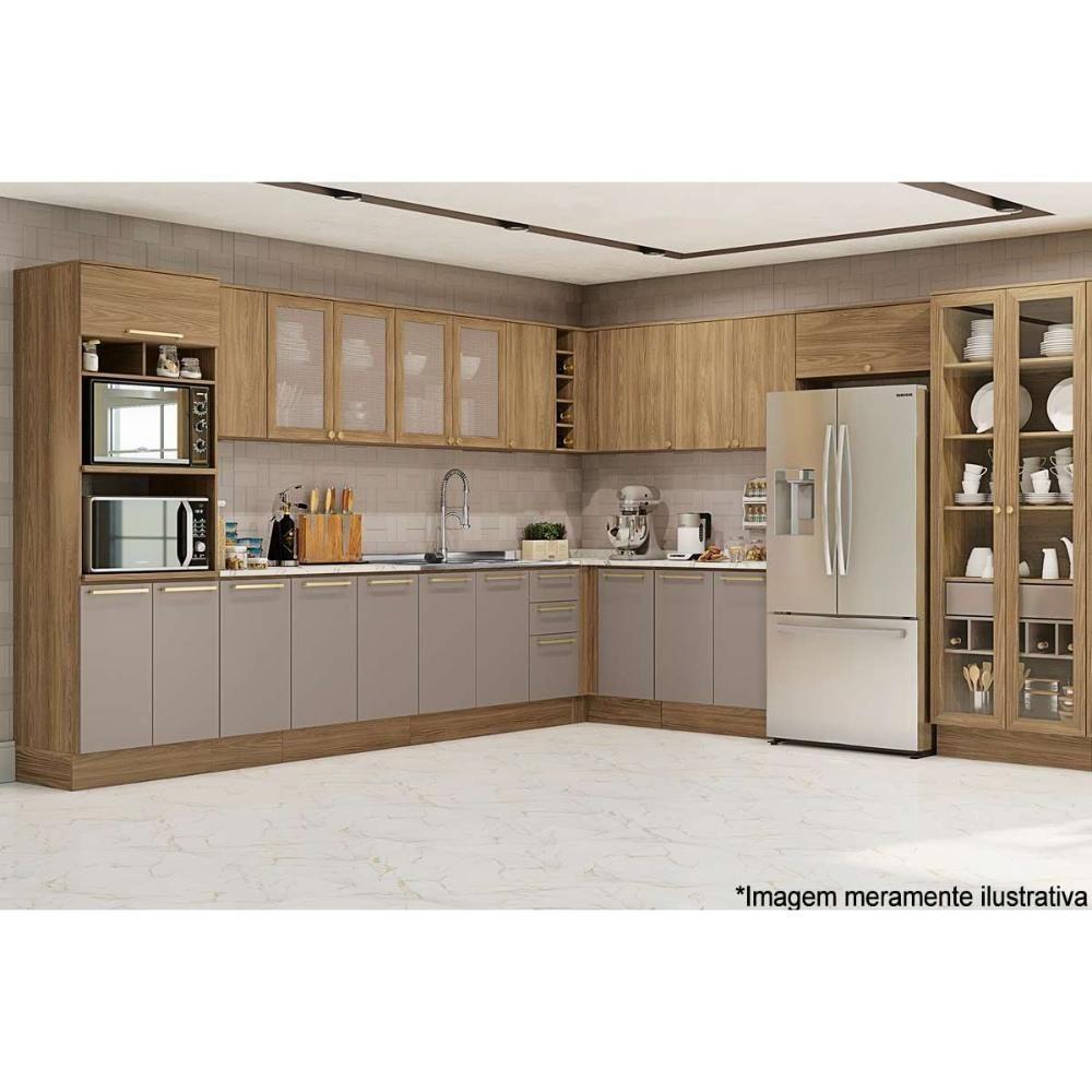 Armário Aéreo Cozinha Modulado Botanic Canto Reto M636 Com 1 Porta 98cm Nogueira - Kappesberg - 6