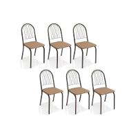 Cadeira Sala De Jantar Noruega 2c077 Kit 6 Un Preto Fosco-capuccino - Kappesberg - 1