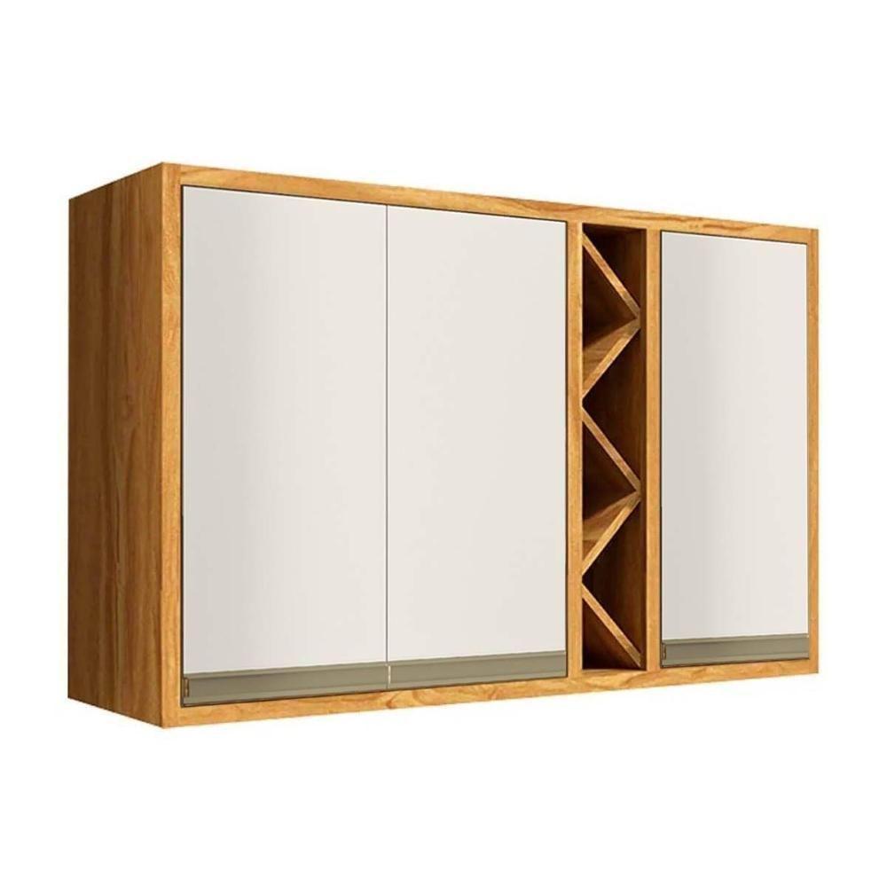 Armário Aéreo Cozinha Modulado Tempranillo Com 3 Portas 120cm Amendoa-off White - Ronipa - 1
