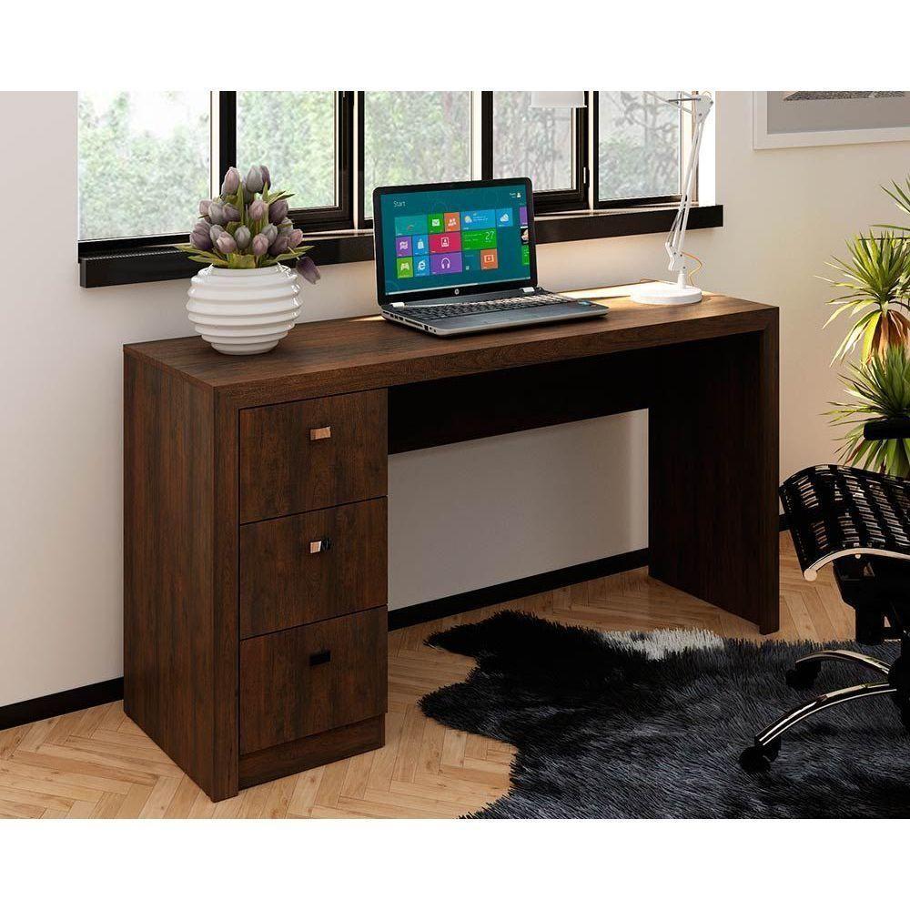 Mesa Escrivaninha Juvenil Me4102 Com 3 Gavetas Rústico - Tecno Mobili - 1