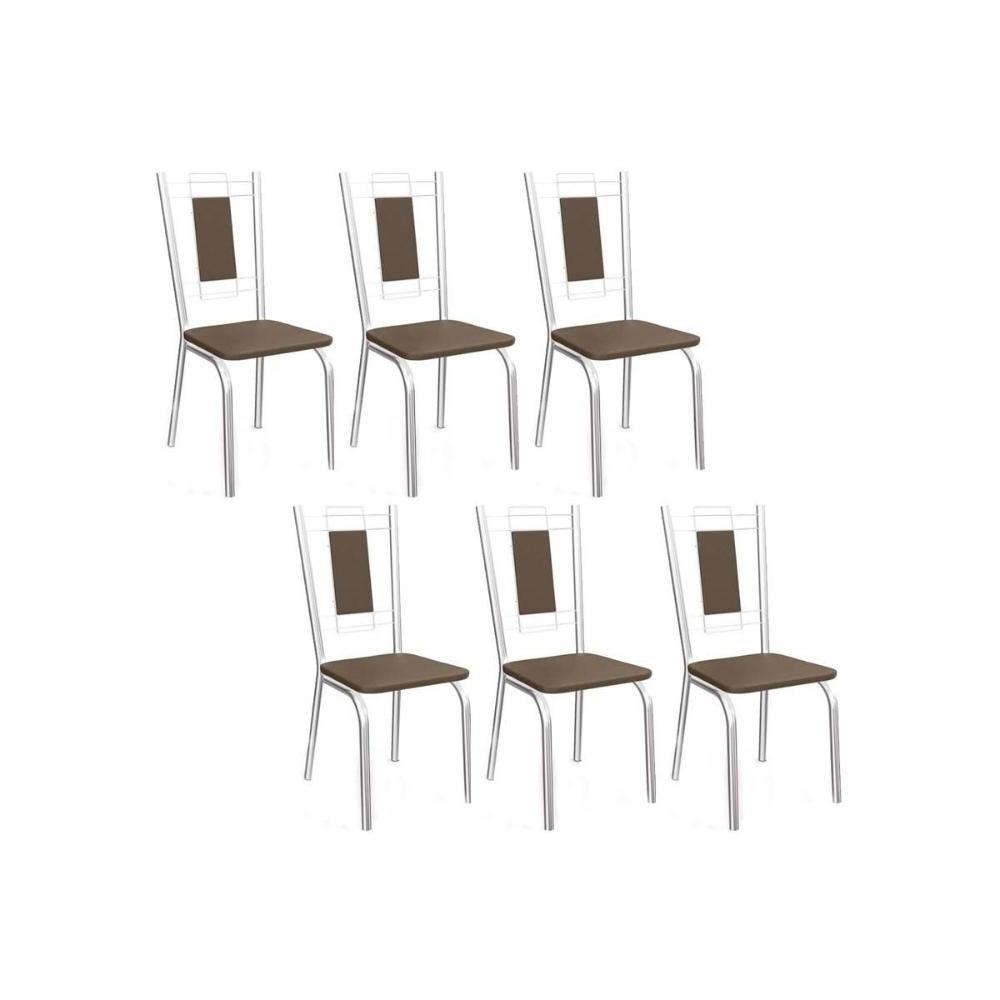 Cadeira Sala De Jantar Florença 2c005 Aço Kit 6 Uni Cromado-marrom 21 - Kappesberg - 1