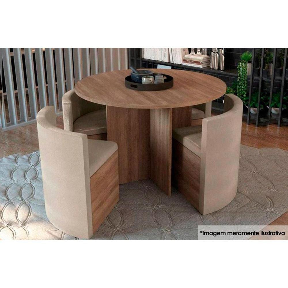 Kit 4 Cadeiras Sala Jantar 4cad800 4 Un Freijó - Assento-encosto Suede Bege Geométric - Kappesberg - 5