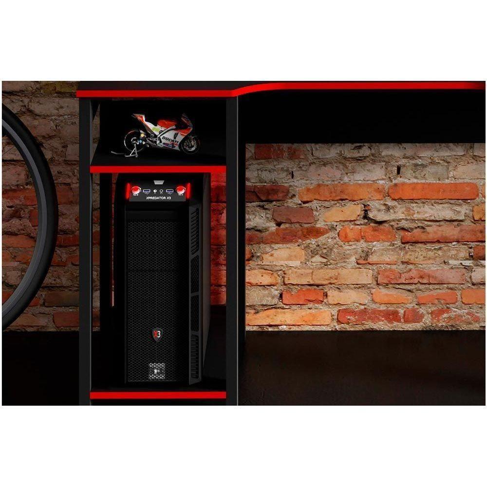 Mesa De Computador Solteiro Gamer Me4152 Preto-vermelho - Tecno Mobili - 5