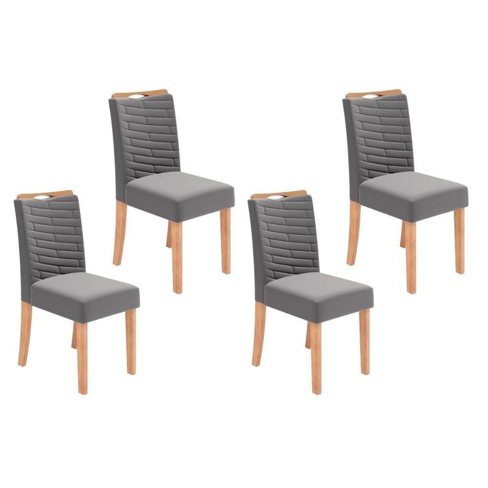 Cadeira Sala De Jantar Julia Kit 4 Un Cedro-suede Lunar - Dj Móveis - 1