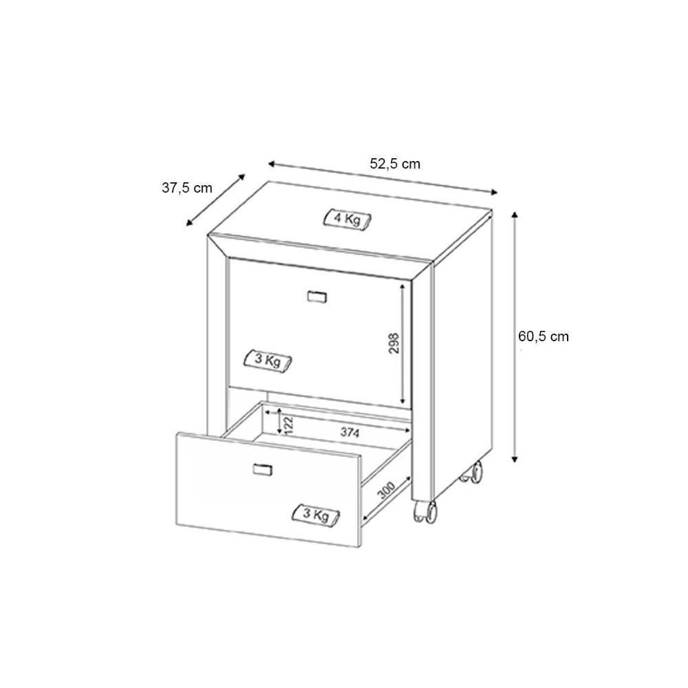 Escritório Completo 1 Mesa De Computador Me4135 + 1 Gaveteiro Me4112 2 Peças Rústico - 4