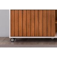 Rack Bancada Para Tv Até 70 Polegadas Olimpic Ripado Com Nichos E Rodizios 180x60cm Cedro-bali - Dj Móveis - 6