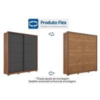 Guarda Roupa Solteiro 2 Portas De Correr E 3 Gavetas C- Pés Belga Flex Nogueira-nogueira Ou Preto - 3