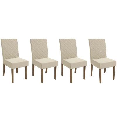 Cadeira Sala De Jantar 2cad133ng Kit 4 Un Nogueira-linho Bege A019 - Kappesberg