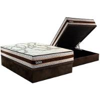 Conjunto Box Baú Casal Colchão Espuma Paropas Resiste Double Face Ag D45 + Base Crc Suede Brown (138x188) - 1