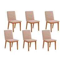 Cadeira Sala De Jantar Sofia Kit 6 Un Ipe-suede Creme - Dj Móveis - 1