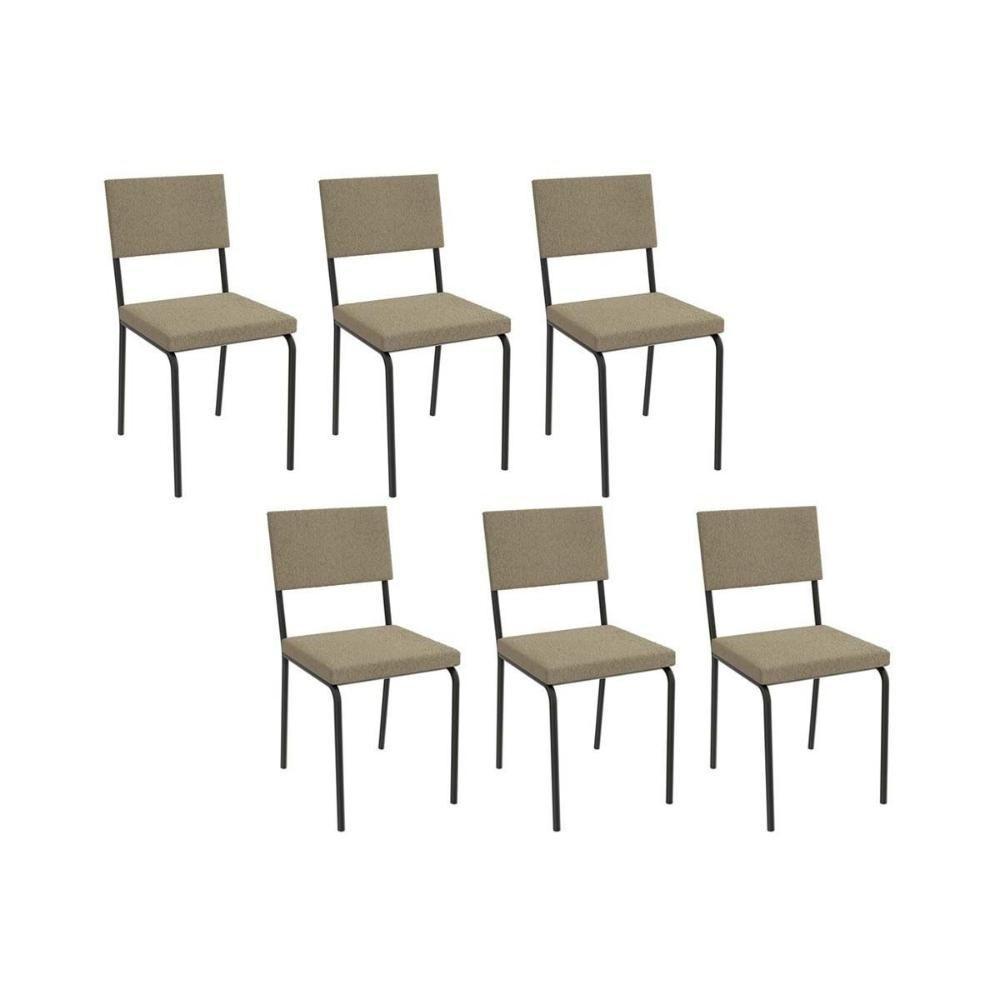 Cadeira Sala De Jantar Zaria 2c128 Kit 6 Un Preto Fosco-boucle Fendi A057 - Kappesberg - 1