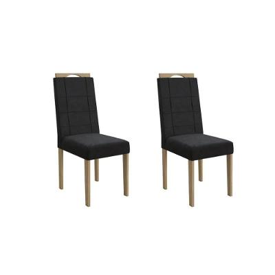 Kit 2 Cadeiras Sala Jantar 2cad150ea 2 Un Carvalho-suede Preto - Kappesberg