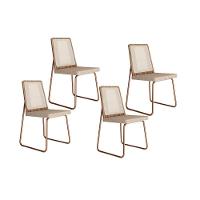 Cadeira Sala De Jantar Wood 1751 Kit 4 Uni Rose-linho Areia - Carraro - 1