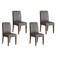 Cadeira Sala De Jantar Lia Kit 4 Un Freijó-suede Lunar - Dj Móveis - 1