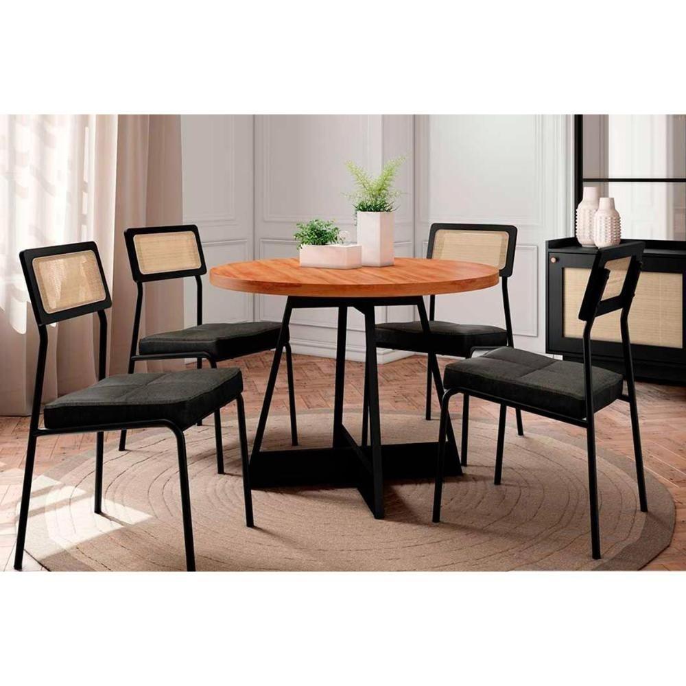 Cadeira Sala De Jantar 1741 Kit 4 Uni Preto-grafite - Preto - Carraro - 5