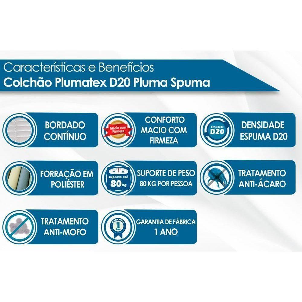 Colchão Solteiro Espuma D20 Pluma Spuma (88x188x14) - Plumatex - 4