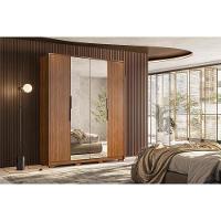 Guarda Roupa Solteiro 4 Portas E 3 Gavetas C- 2 Espelhos E Pés Attore Amêndola Touch - 1