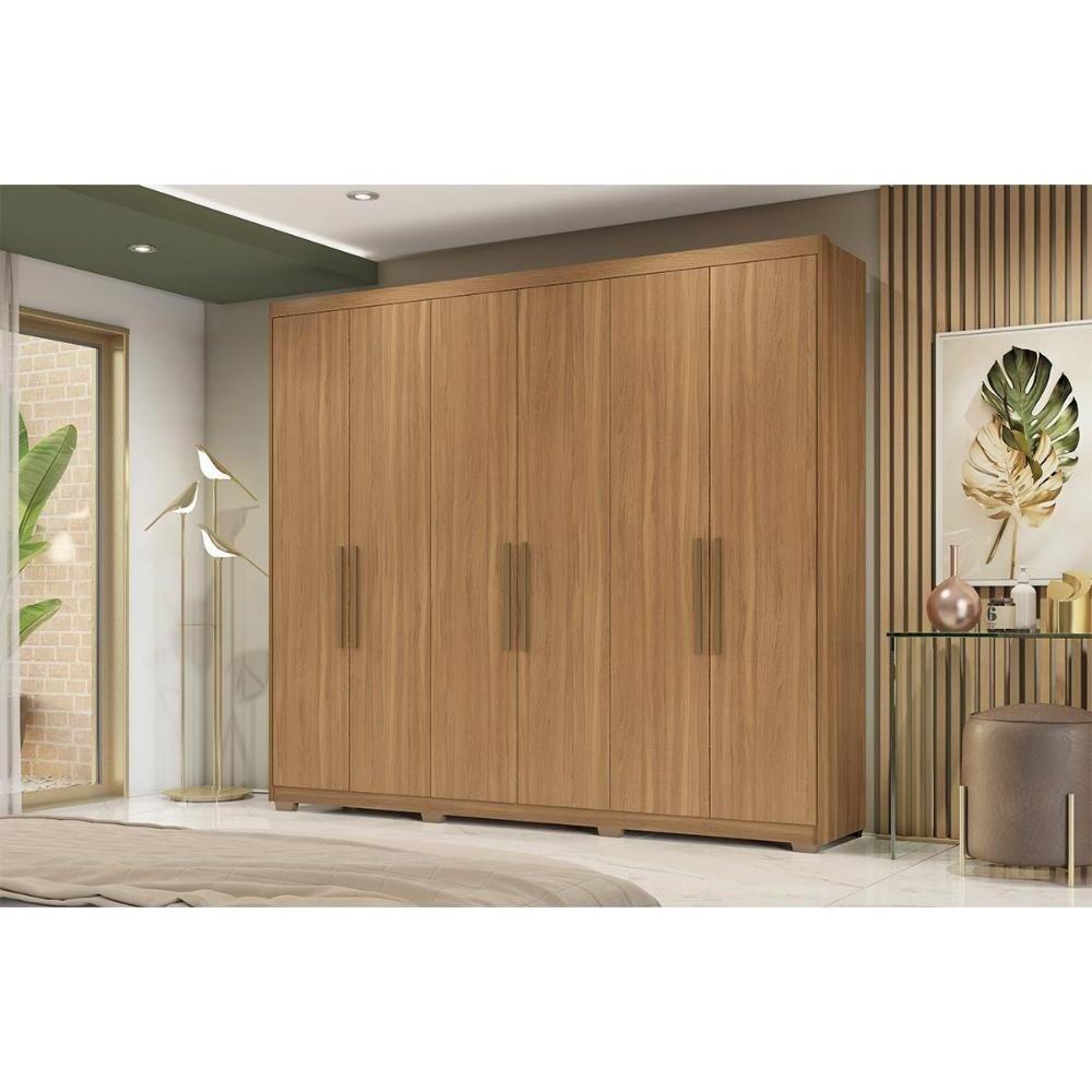 Guarda Roupa Casal 6 Portas E 3 Gavetas C- Pés Sumatra Amêndola Touch - 1
