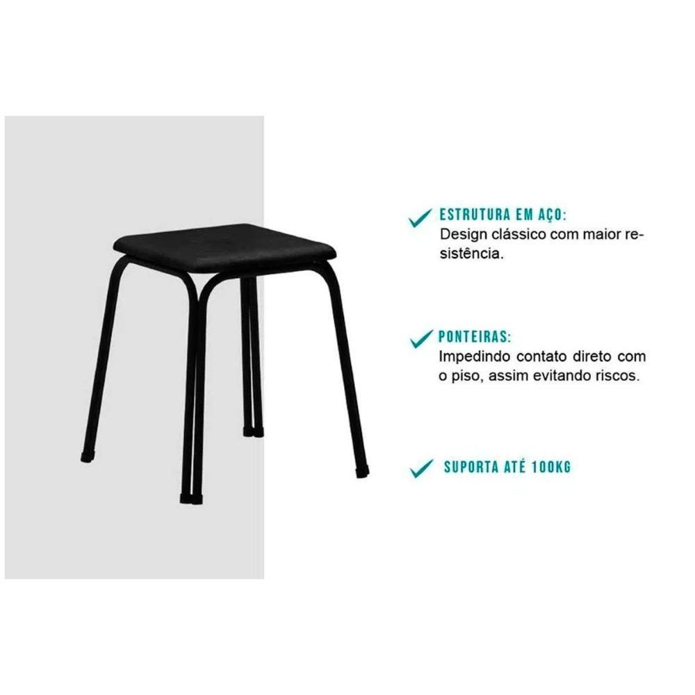 Kit 2 Banquetas Sala Jantar 1748 4 Un Preto- Courano Preto - Carraro - 3