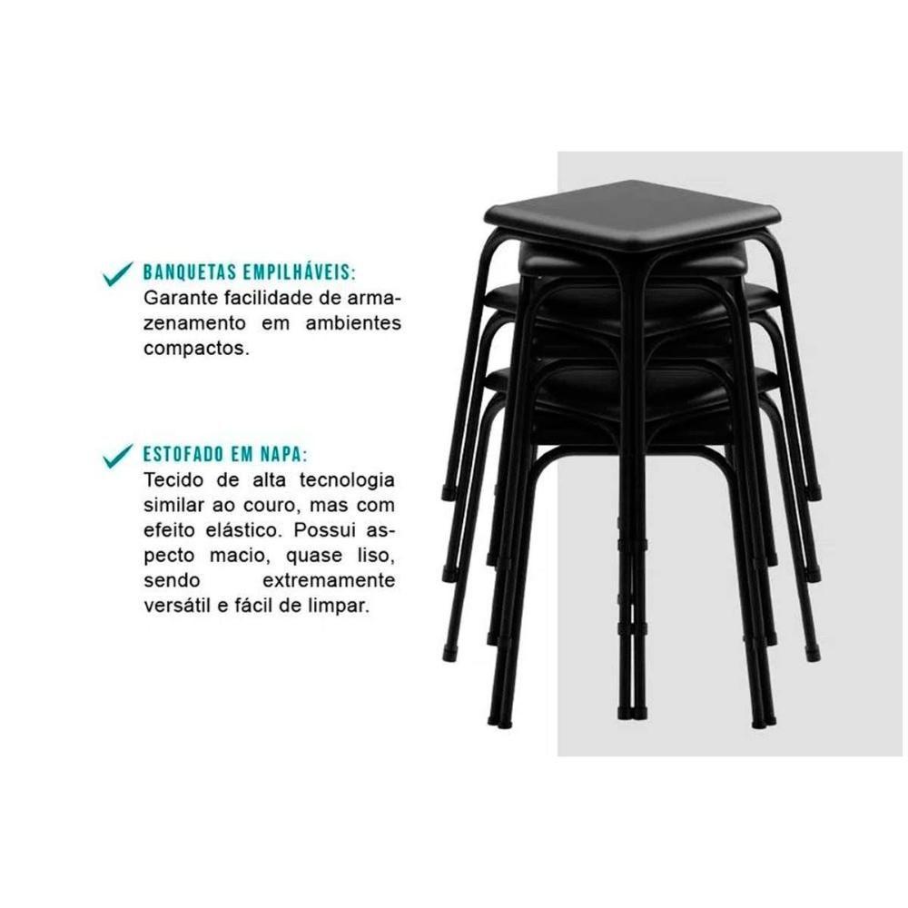 Kit 2 Banquetas Sala Jantar 1748 4 Un Preto- Courano Preto - Carraro - 4