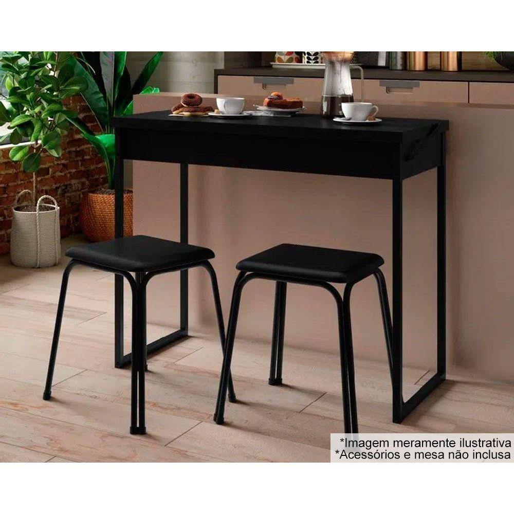 Kit 2 Banquetas Sala Jantar 1748 4 Un Preto- Courano Preto - Carraro - 8