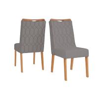 Cadeira Sala De Jantar Bia Cedro-suede Lunar Grafite - Dj Móveis - 1