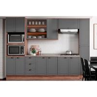 Cozinha Completa Bella 7 Peças (2aéreos+2balcões+1paneleiro+1torrequente+1complemento) C7p198 Nogal-cinza - Carraro - 1