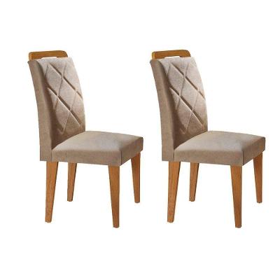 Kit 2 Cadeiras De Cozinha Melissa Madeira Capuccino-suede Capuccino - Rufato