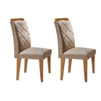 Kit 2 Cadeiras De Cozinha Melissa Madeira Capuccino-suede Capuccino - Rufato - 1