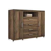 Cômoda Juvenil Master C/ 2 Portas 1 Nicho E 4 Gavetas C/ Rodízio Jatobá/areia - Santos Andirá