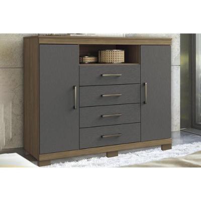 Cômoda Casal Master 4 Gavetas em MDF com Puxador Plástico Grafite Jatobá