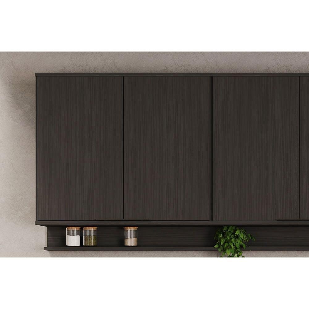 Cozinha Completa Alpha 5 Peças (2armários+2balcões+1torrequente) C5p101 Preto-freijo - Carraro - 7