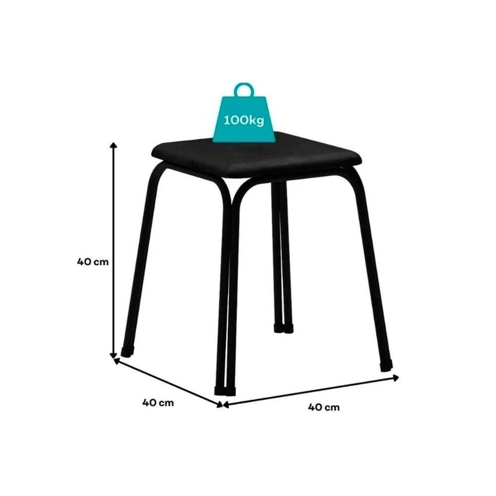 Kit 2 Banqueta De Cozinha 1748 4 Un Preto- Courano Preto - Carraro - 2