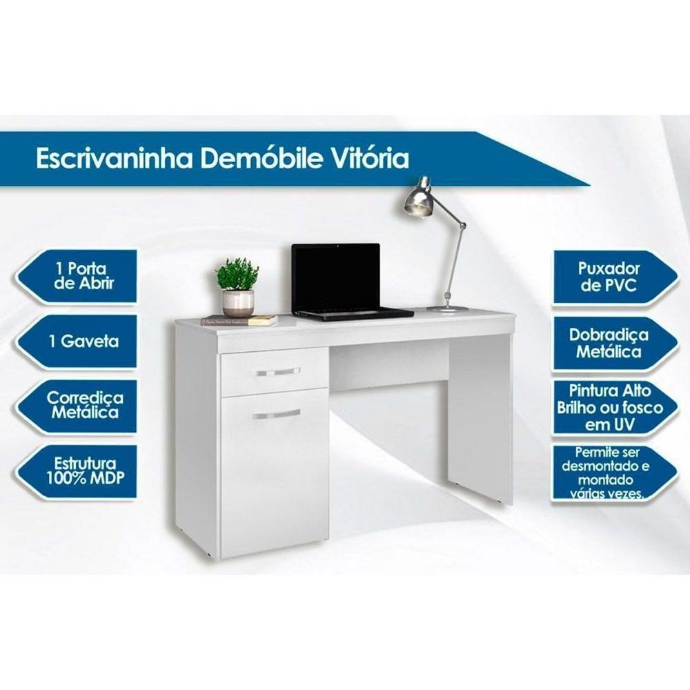 Mesa Escrivaninha Casal Vitória Com 1 Porta E 1 Gaveta Nogal - Demóbile - 2