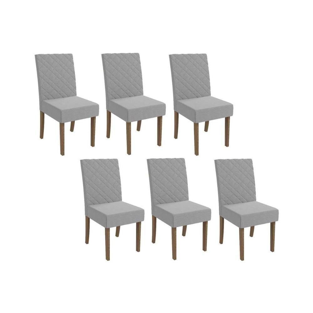 Cadeira Sala De Jantar 2cad133ng Kit 6 Un Nogueira-linho Cinza A056 - Kappesberg - 1