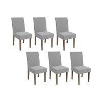 Cadeira Sala De Jantar 2cad133ng Kit 6 Un Nogueira-linho Cinza A056 - Kappesberg - 1