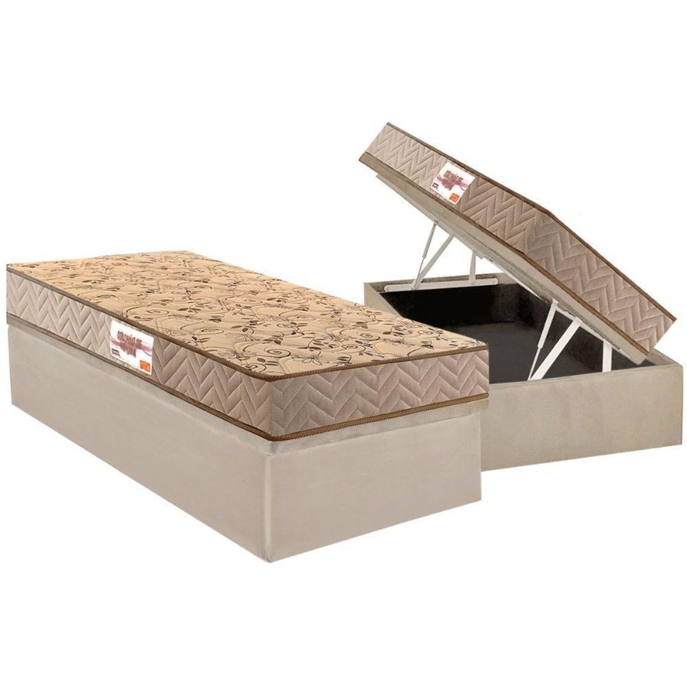 Conjunto Box Baú Solteiro Colchão Espuma Paropas Compact Ag 65 - D28 Royalle Clean + Base Crc Suede Clean (88x188) - 1